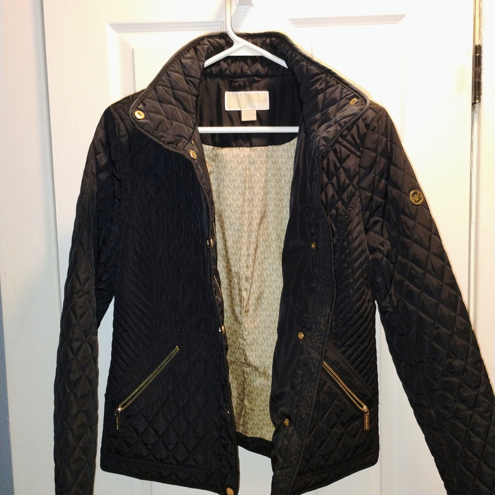 Michael Kors Black and Gold Puffer Jacket